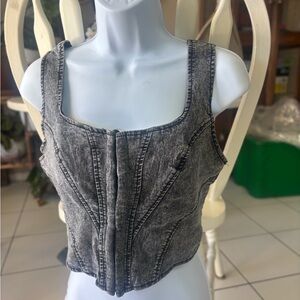 Stylish Gray Denim Women's Top